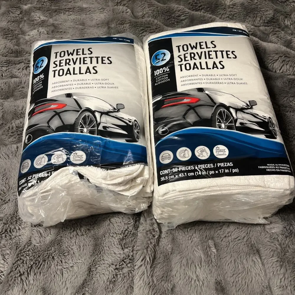 Unitex 100% Cotton Towels, White, 14 in x 17 in, 52-pack Set Of Two One Opened